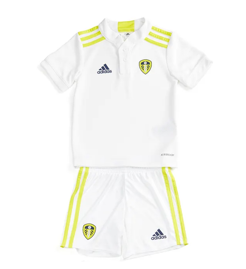 Kids Leeds United FC 2021/22 Home Soccer Kits Shirt With Shorts